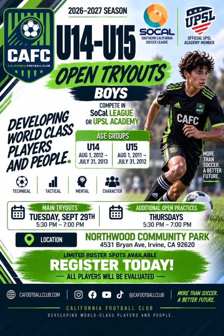 U14-U15 OPEN TRYOUTS